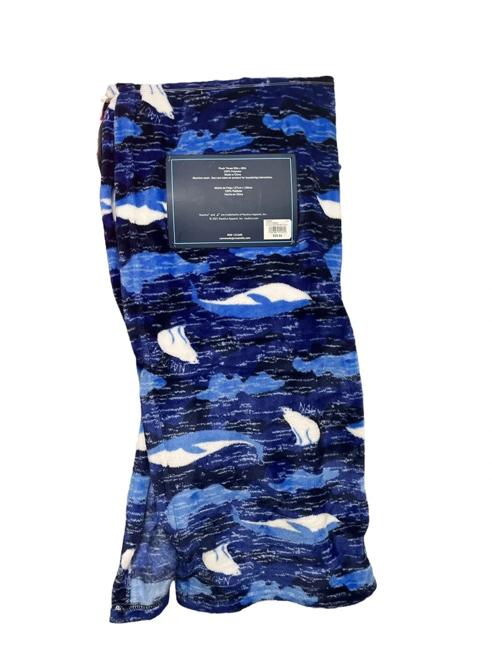 Nautica Blue Whale & Polar Bear Plush Throw Blanket